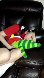 This how he waits for the bus.