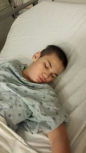 Dylan sleeping before surgery.